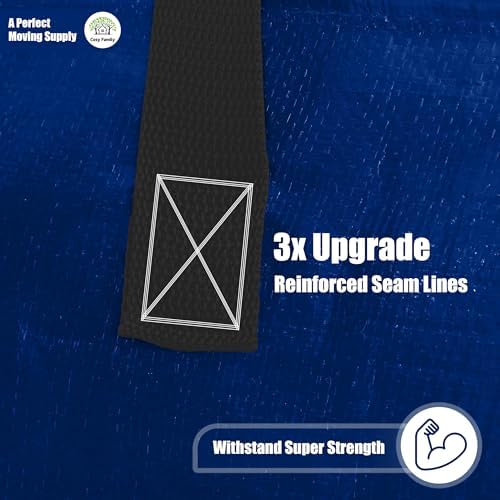 Cosy Family 4 Pack Heavy Duty Extra Large Moving Bags with Backpack Straps - Strong Handles & Zippers, Storage Totes For Space Saving, Fold Flat, Alternative to Moving Box (X-Large-Set of 4, Blue) - Image 5