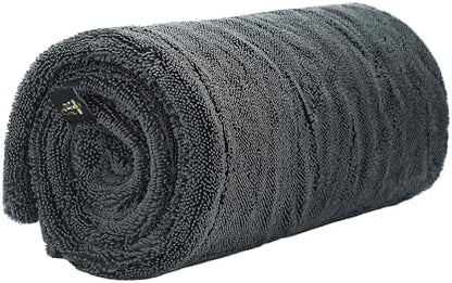 Boss XL Car Drying Towel, 24x36, 1400 GSM Twisted Loop Microfiber Drying Towel, Ultra Absorbent Premium Auto Drying Cloth for Cars, Trucks, SUVs, RVs, Motorcycles, Scratch-Free - Gray - Image 3