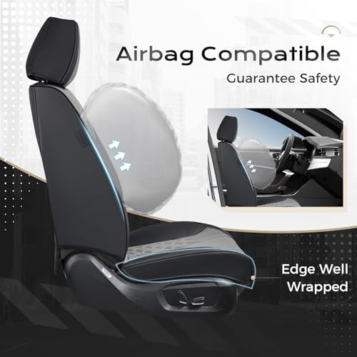 Coverado Car Seat Covers, Car Seat Covers Front Seats, 2-Pack Front Seat Cover, Nappa Leather Waterproof Seat Covers, Car Seat Protectors, Automotive Seat Covers Universal Fit for Most Vehicles - Image 4