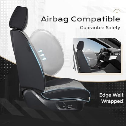 Coverado Car Seat Covers, Car Seat Covers Front Seats, 2-Pack Front Seat Cover, Nappa Leather Waterproof Seat Covers, Car Seat Protectors, Automotive Seat Covers Universal Fit for Most Vehicles - Image 4