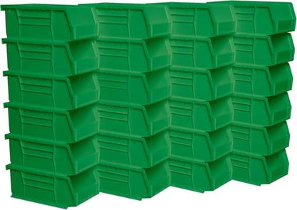 Akro-Mils 30220 AkroBins Plastic Storage Bins, 7"x4"x3", Green, 24-Pack by Akro-Mils