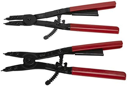 OTC 4513 Heavy-Duty 2-Piece Internal and External Snap-Ring Pliers Set - Includes Internal and External Pliers, Tips, and Blow Molded Case, Red - Image 2