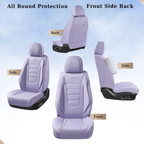 Coverado Car Seat Covers Front, Seat Covers for Cars, Waterproof Car Seat Cushions, 2-Pack Leather Carseat Seat Protectors, Universal Seat Covers Fit for Most Sedans SUV Pick-up Trucks(Purple) - Image 2