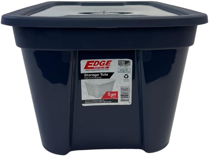 Edge Plastics Classic Storage Tote, durable storage in for home or garage with secure snap lid designed for stacking (6, Ink, 5 Gallon) - Image 2