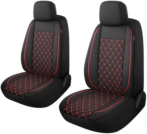 YGL Breathble Car Seat Covers Front Set, Washable Seat Covers for Cars, Premium Cloth Car Seat Protectors, Interior Covers for Cars, Sedan Van Truck SUV(Black/Red) by YGL