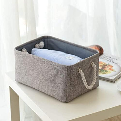 Storage Basket Fabric Sturdy Canvas Storage Bins Organizer with Handles for Clothes and Storage Foldable Storage Boxes Cubes - Image 4