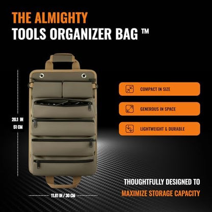 Heavy Duty Roll-Up Tool Organizer Bag | Khaki - Image 2
