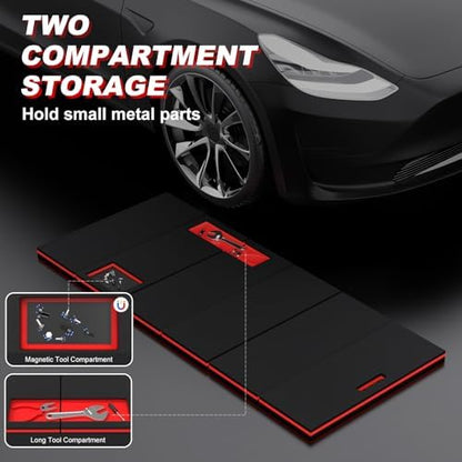 22.8" Wide Mechanic Mat Foldable EVA Kneeling Pad with Magnetic Tool Slots - Image 3