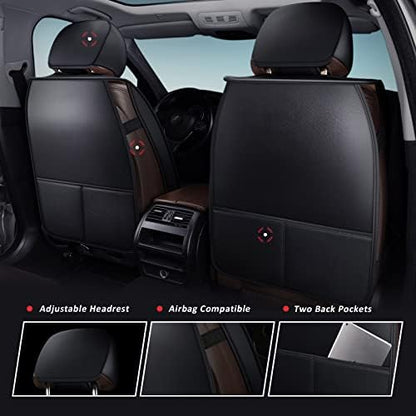 MIROZO 2PCS Front Seat Covers, Leather Car Seat Covers for Sedan, Truck,SUV - Image 5