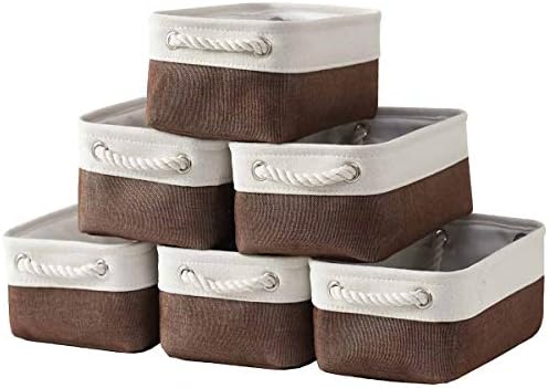 Small Storage Baskets for Shelves,Fabric Storage Baskets for Closet,Rectangular Collapsible Baskets for organizing Clothes,Books,Gifts by Sacyic