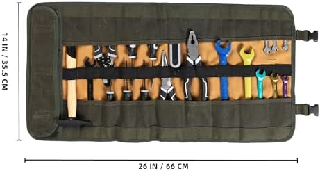 Wrench Tool Roll, Heavy Duty Waxed Canvas Multi-purpose Tool Pouch Bag With 25 Pockets, Easy Storage, Durable (Khaki) - Image 2