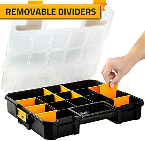 CANOPUS Craft Organizer, Set of 2 Interlocking Cases with Adjustable Compartments, Briefcase-Type Hardware & Parts Organizer, Toolbox Set for Bolts, Nails, Screws, and Other Small Parts - Image 3