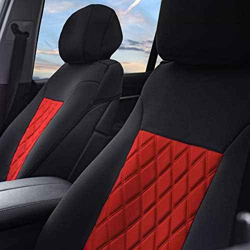 FH Group Car Seat Cover Cushion - 2 Pack Seat Covers for Cars Trucks SUV, Red Black Neosupreme Car Seat Cushions, Waterproof Car Seat Cover Cushion, Universal Fit Car Seat Protector - Image 3
