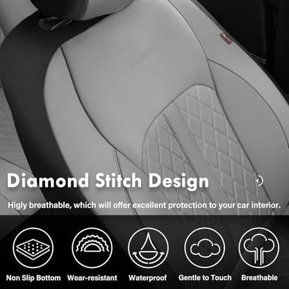 Coverado Universal Leather Seat Covers Full Set for 5 Seats – Waterproof, Durable All-Weather Protector for SUV, Pickup Truck, Sedan, Gray - Image 5
