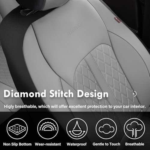 Coverado Universal Leather Seat Covers Front Seats, Front Seat Covers for SUV, Pickup Truck, Sedan, Automotive Vehicle Interior, Waterproof and Durable All Weather Protector，Gray - Image 4