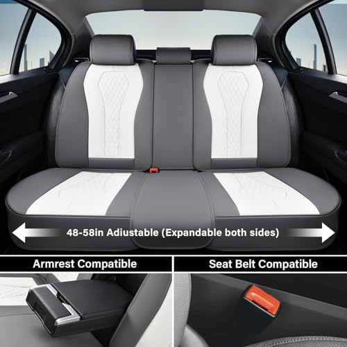 Coverado Seat Covers, Car Seat Covers Full Set, White Car Seat Cover, Car Seat Cushion Waterproof, Front Seats Back Seat Covers, Luxury Seat Cover Car Seat Protector Universal Fit Most Cars - Image 4