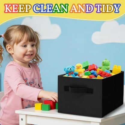 Yinder 4 Pcs Cube Storage Bin Black 14''x10''x8'' Storage Cubes - Image 3