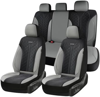 Coverado Car Seat Covers 5 Seats, Seat Covers Full Set, Mesh Breathable Seat Protectors, 5-Piece Spill-Proof White Automotive Seat Covers, Universal Fit for SUV, Sedan, Truck by COVERADOAUTO