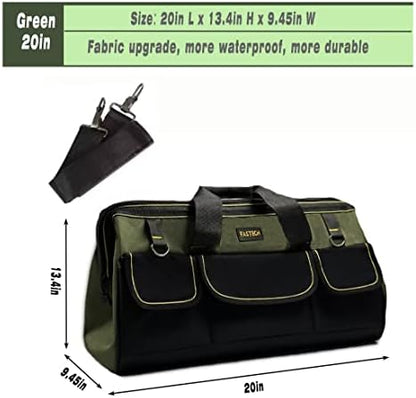 FASTECH 20-inch Wide Mouth Tool Bag with Water Proof Molded Base, Wide Mouth Tool Tote Bag, Waterproof Tool Organizer Bag for Men with Adjustable Shoulder Strap(No Bottom Shell) - Image 2