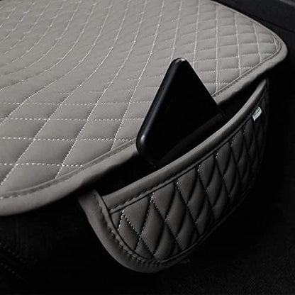 West Llama Pu Leather Car Seat Bottom Covers Protectors Include 1 Pair Front Driver Seat Pad Mat and 1 Rear Bench Cover Universal Fit 90% Vehicles,Gray - Image 4