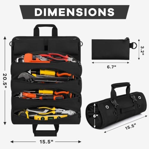 ANILD 15.5 Inch Large Long Tool Bag Roll Up, Roll Up Tool Bag Organizer - Image 2