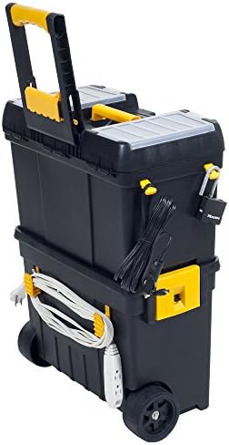 Portable Toolbox with Wheels - Stackable Tool Chest with Drawers - Mobile Utility Cart with Comfort Grip Handle and Tough Latches by Stalwart (Black) - Image 3