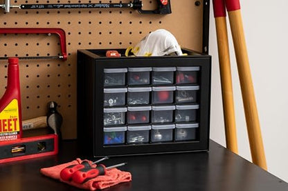 IRIS USA 16-Drawer Small Drawer Organizer, Garage Desk Storage, Black - Image 2