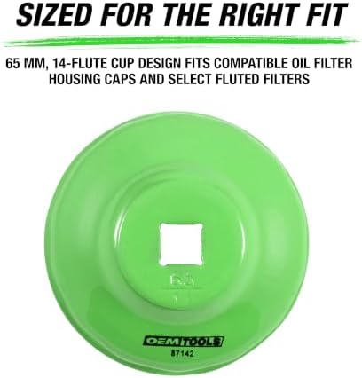 OEMTOOLS 87142 65mm 14 Flute Oil Filter Wrench, Economy Car Oil Filter Remover, Prevents Slippage and Stripping, 3/8 Inch Drive - Image 2
