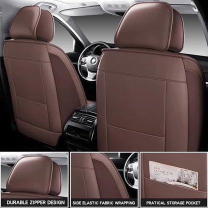 MINGBRON Seat Covers, Car Seat Covers Front Seats, Car Seat Cover, Car Seat Protector Waterproof, Car Seat Cushion Nappa Leather, Brwon Seat Covers Carseat Cover Universal Fit for Most Cars - Image 6