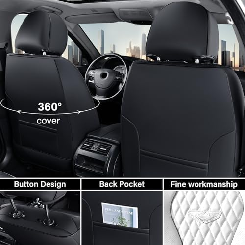 Coverado Seat Covers 2 Pack, Car Seat Covers Front Seats, White Car Seat Cover, Waterproof Car Seat Covers, Car Seat Cushion, Front Leather Seat Protector Fit for Most Cars - Image 3
