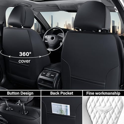 Coverado Seat Covers 2 Pack, Car Seat Covers Front Seats, White Car Seat Cover, Waterproof Car Seat Covers, Car Seat Cushion, Front Leather Seat Protector Fit for Most Cars - Image 3