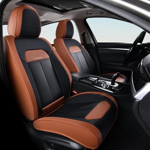 FLORICH Waterproof Car Seat Covers Full Set, Automotive Seat Covers, Brown Car Seat Covers, Luxury Seat Protector Universal fit for Most Cars SUVs and Trucks - Brown&Black - Image 2