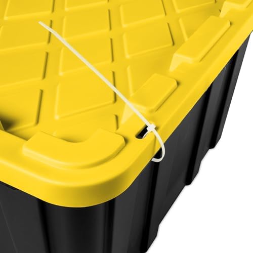 27 Gallon Durable Plastic Storage Tote with Snap-On Lid, Black and Yellow, Heavy-Duty, Secure-Grip Handles, 6 Pack - Image 7