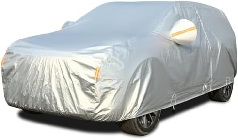 Tecoom SUV Car Cover Waterproof All Weather, 3-Layer Fleece Lined Outdoor Indoor Cover with Zipper Door & Lock, UV Snow Hail Sun Protection, Fit for SUV (206"–215") by Tecoom