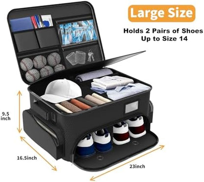 WALMANN Golf Trunk Organizer – Large 2-Layer Storage Bag with Ventilated Shoe Compartments for 2 Pairs, Waterproof Foldable Golf Gear Organizer - Image 2