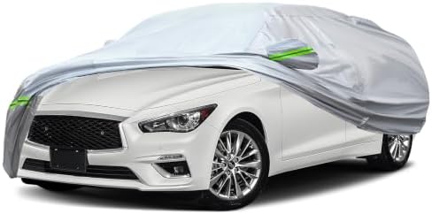 AUQDD 6-Layers Premium Sedan Car Cover Waterproof All Weather Weatherproof UV Sun Protection Snow Dust Storm Resistant Outdoor Exterior Custom Form-Fit Full Padded Car Cover with Straps 188"-198" K3 by AUQDDAutoPartsWholesale