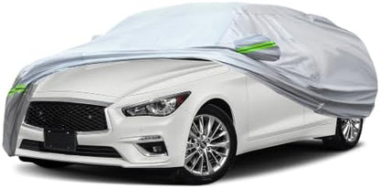 AUQDD 6-Layers Premium Sedan Car Cover Waterproof All Weather Weatherproof UV Sun Protection Snow Dust Storm Resistant Outdoor Exterior Custom Form-Fit Full Padded Car Cover with Straps 188"-198" K3 by AUQDDAutoPartsWholesale