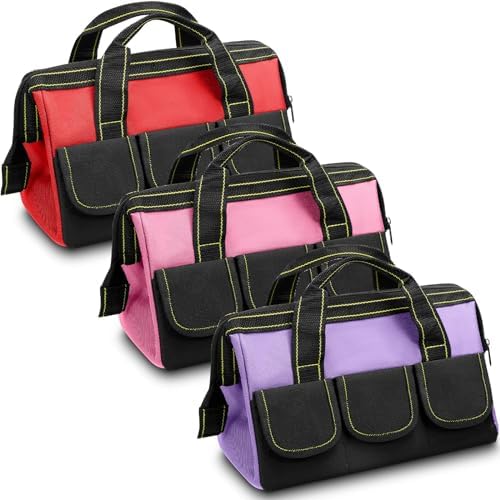 Sanwuta 3 Pack 16 Inch Tool Bags, Classic, Red, Pink, Light Purple by Sanwuta