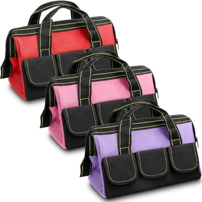 Sanwuta 3 Pack 16 Inch Tool Bags, Classic, Red, Pink, Light Purple by Sanwuta