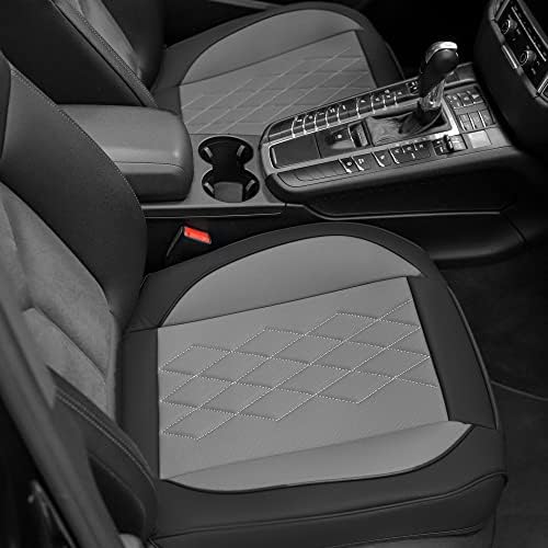 JOJOBAY Leather Car Seat Cover,Bottom Seat Covers for Cars,Front Seat Protector,Fit for 95% of Vehicles - Padded,Anti-Slip,Premium Leather(1 PC,Grey Two Tone) - Image 3