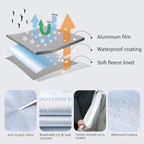 Tecoom Truck Cover Waterproof All Weather, 3-Layer Fleece Lined Full Exterior Pickup Cover with Zipper Door & Lock, UV Snow Rain Outdoor Protection, Universal Fit Regular/Extended/SuperCrew Cab - Image 4