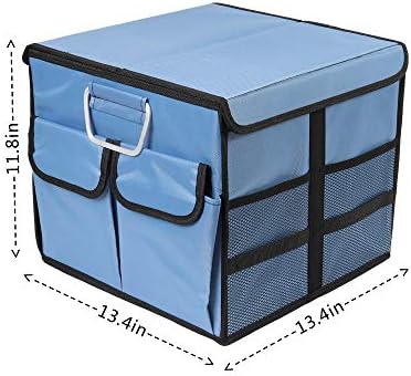 Car Trunk Organizer Collapsible Portable Multi Compartments Organizer with Non Slip Straps for SUV Truck Auto Vehicle Car Auto Minivan (Small covered, Blue) - Image 5