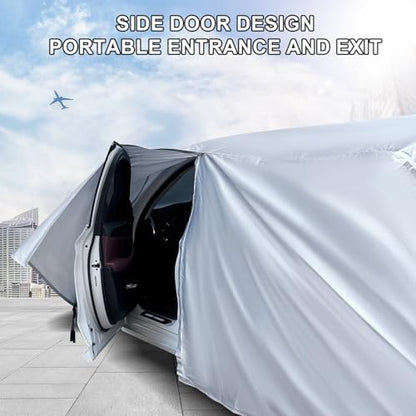 Full Car Cover Universal 6 Layers Outdoor Thicked All Weather Cover, Sunshield, Waterproof, Snow Proof, UV Proof, Scratch Proof, Bird Droppings, 6 Reflective Strips, Fits SUVs up 201"-211" - Image 6
