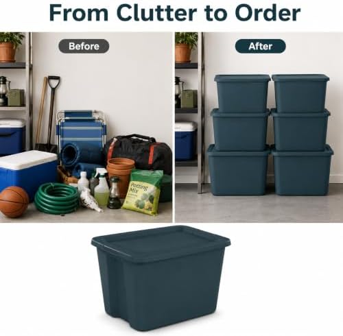 18 Gal Storage Bin with Snap-On Lid, Stackable Plastic Tote, Teal - Image 5
