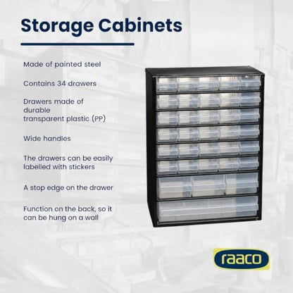 Raaco Steel Storage Cabinet, Standard 34-Drawer (C9-34) - Nuts & Bolts - Image 5