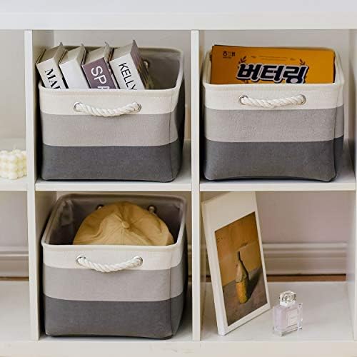 Large Storage Baskets for Shelves, Fabric Baskets for Organizing, Collapsible Storage Bins for Closet, Nursery, Clothes, Toys, Home & Office [3-Pack, Gray Gradient] - Image 6