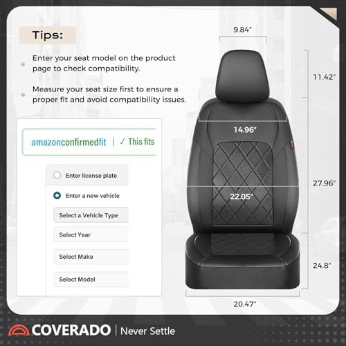 Coverado Car Seat Covers, Front Seat Covers, 2 Front Automotive Seat Cover, Mesh Breathable Seat Protectors, Universal Fit for Most Cars - Image 5