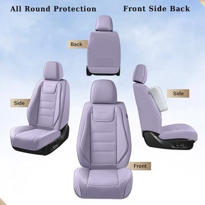 Coverado Car Seat Covers, Front Covers for Cars, Car Seat Cover Front Seats, Car Seat Protector Waterproof, Leather Car Seat Cushion, Universal Interior Covers Seat Protectors for Most Cars Purple - Image 7