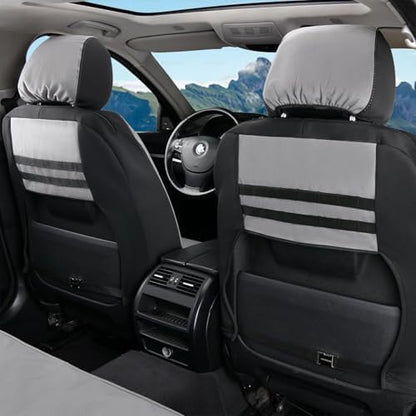 Coverado Car Seat Covers Front, Canvas Universal Seat Covers for Cars, 2-Pack Car Seat Cushions, Auto Seats Protectors for Kids & Dogs, Driver Seat Covers Fit for Most Vehicles Trucks SUVs/Gray - Image 2
