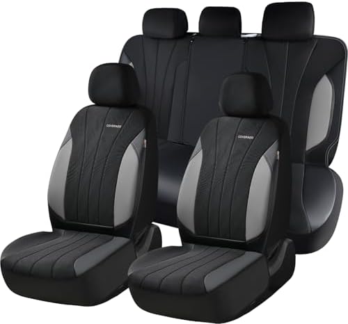 Coverado Automotive Seat Cover Full Set, Front and Rear Seat Covers, Waterproof Car Seat Covers 5 Seats, Luxury Car Seat Protectors Universal Fit for Most Vehicles, SUV, Truck, Sedan by COVERADOAUTO